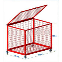 Контейнер сетчатый с крышкой разборный для мячей (цвет красный) Dinamika