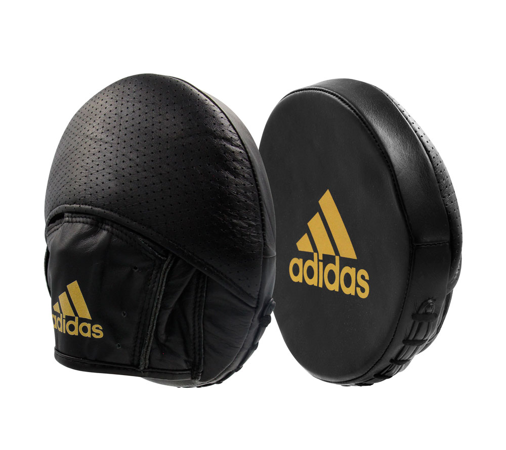 Лапы Speed Disk Punching Mitt Leather черно-золотые Adidas adiSDP01 1000_890