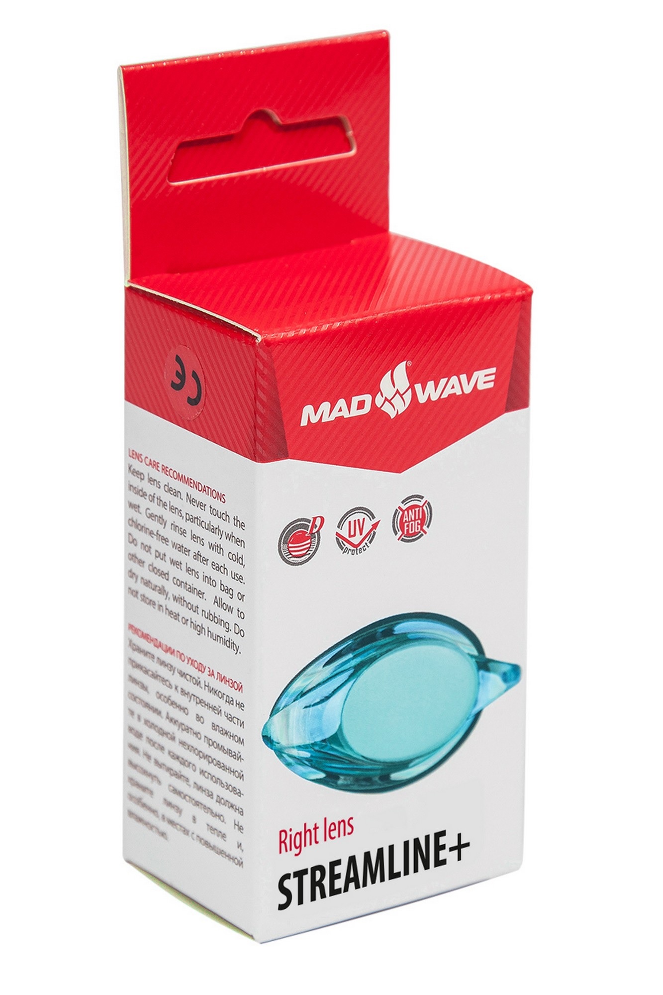 Линза с диоптриями для плавательных очков Mad Wave Streamline right M0457 04 P R8W -9,0 1333_2000