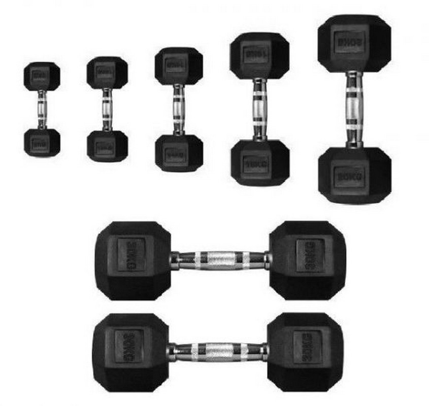 Гантель 15кг Perform Better Rubber Encased Hex Dumbbells 4137-15\BK-15-00 845_800