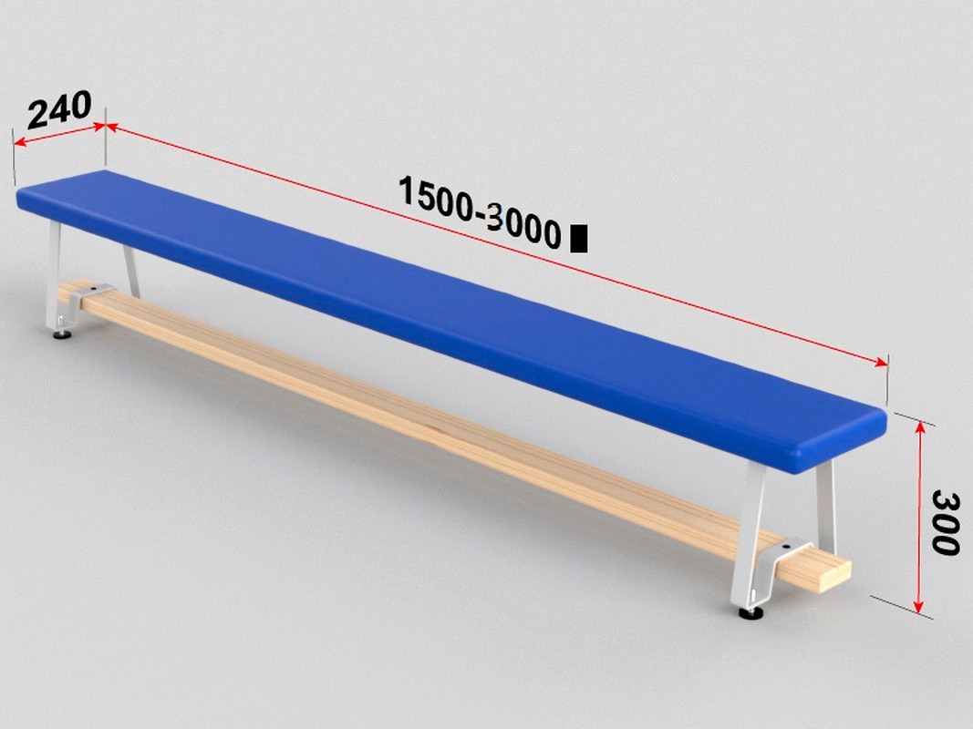 Скамья гимнастическая мягкая, ножки металлические Glav 04.301.1-1500 Длина 150см 1067_800