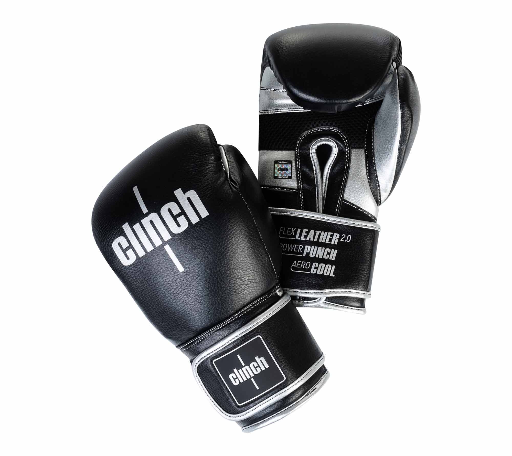 Перчатки боксерские Clinch Punch 2.0 C141 черно-серебристый 2000_1781