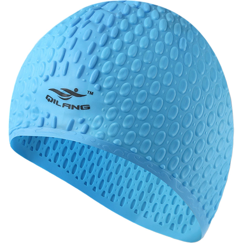 Шапочка для плавания силиконовая Bubble Cap (голубая) Sportex E41545 800_800