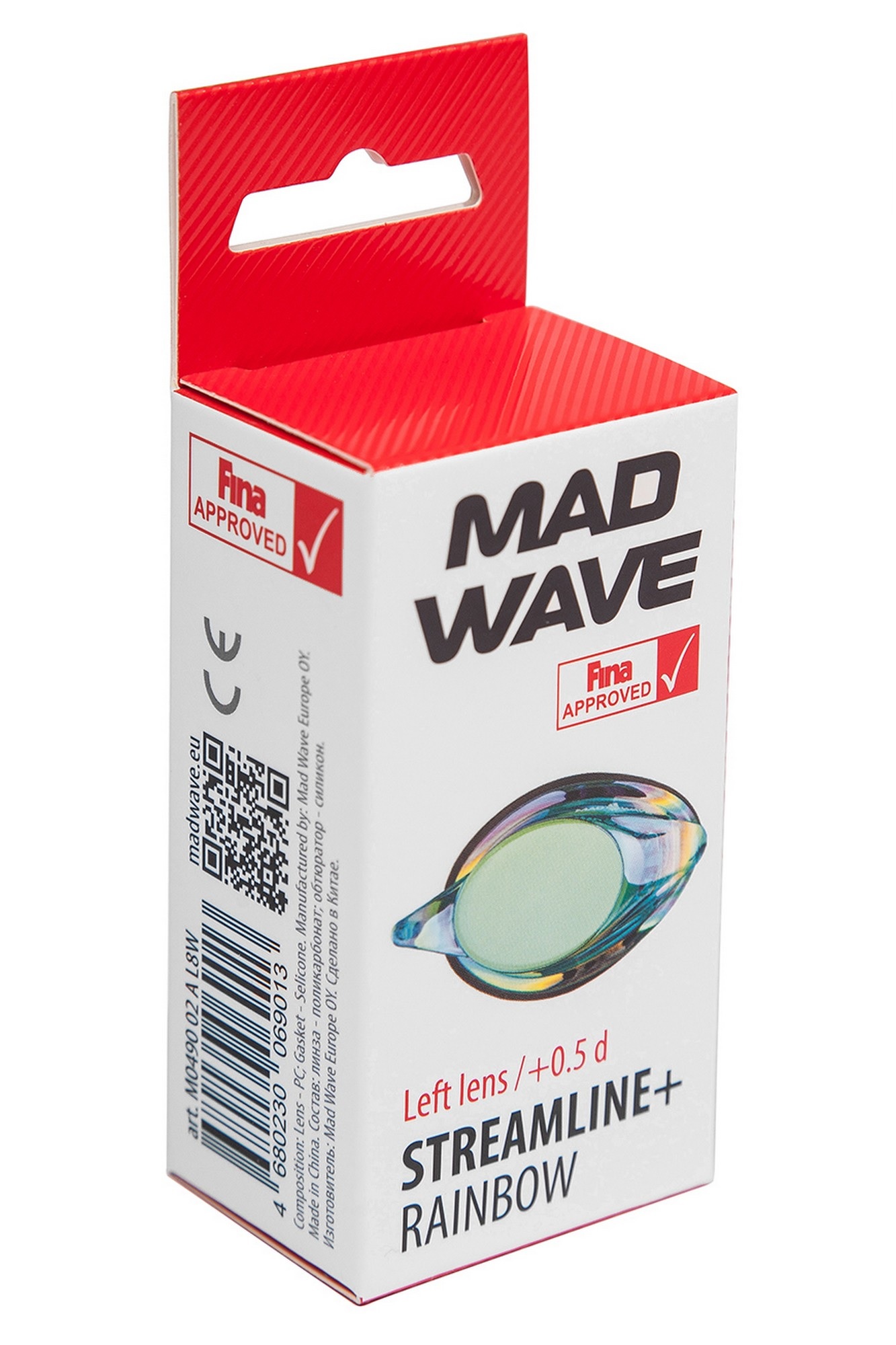 Линза с диоптриями для плавательных очков Mad Wave Streamline Rainbow left M0457 05 N L4W -7,0 1333_2000