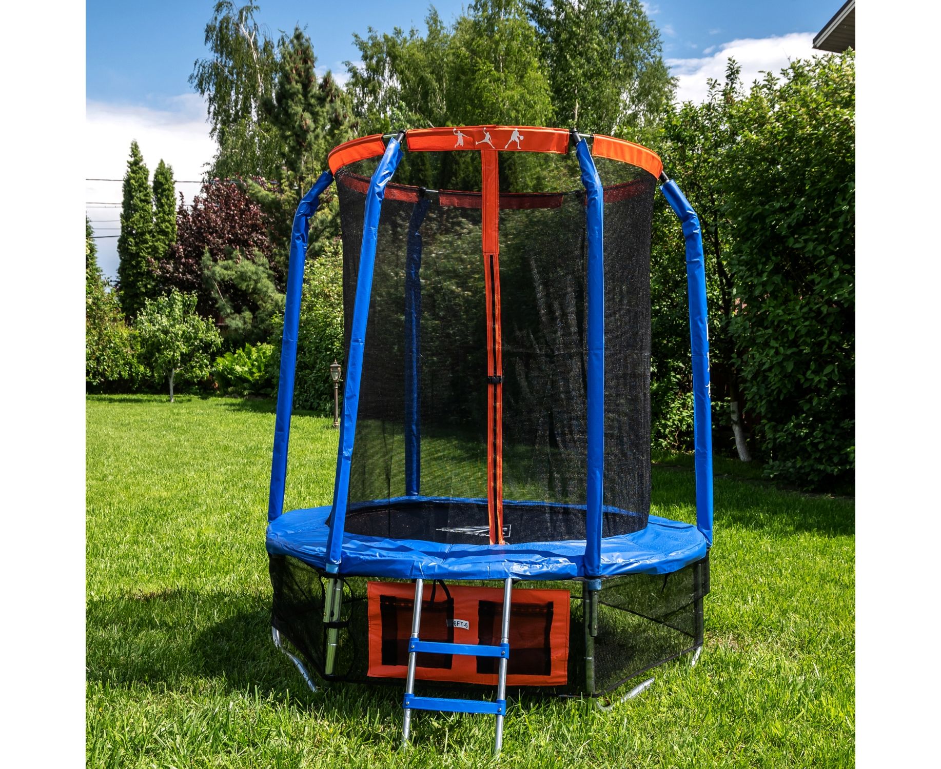 Батут DFC Jump Basket 12ft внутр.сетка, лестница (366cм) 12FT-JBSK-B 1834_1500