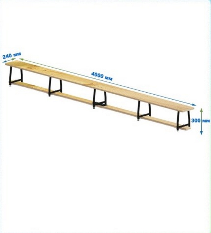 Скамейка гимнастическая 4000мм (щит дерево) ножки метал с РО Dinamika 724_800
