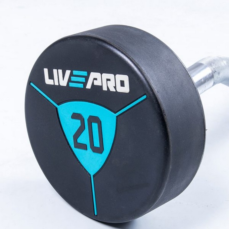 Фиксированная кривая штанга Live Pro Ez Curl Urethane Barbells LP8011-10 10кг 800_800