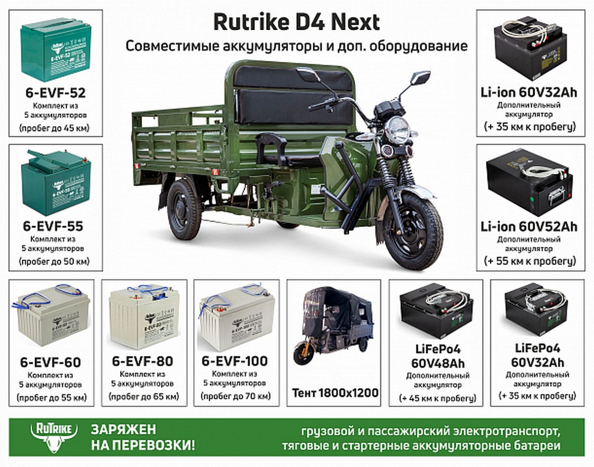 Грузовой электротрицикл RuTrike D4 NEXT 1800 60V1200W 022761-2774 желтый 1200_943