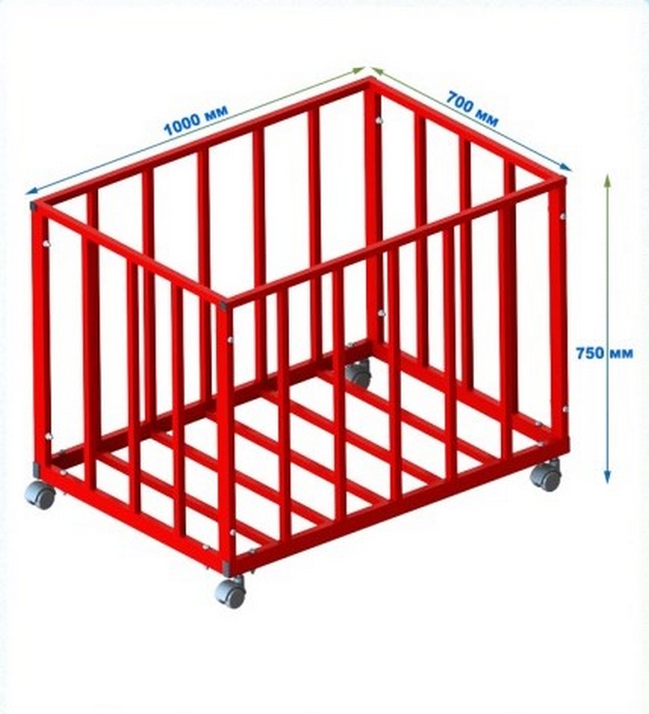 Контейнер разборный передвижной для мячей (цвет красный) Dinamika 727_800