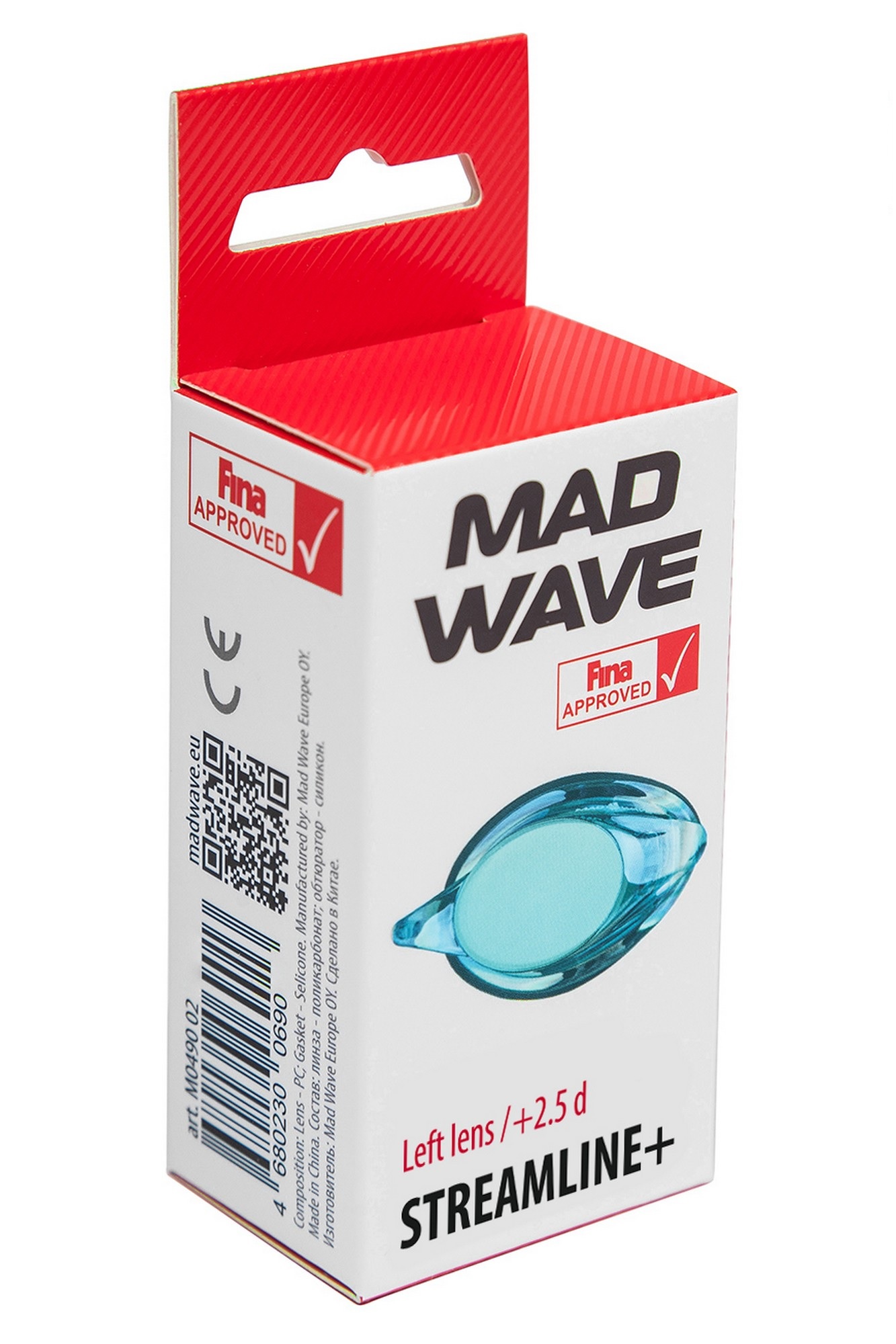 Линза с диоптриями для плавательных очков Mad Wave Streamline + left M0490 01 A L8W +0,5 1333_2000