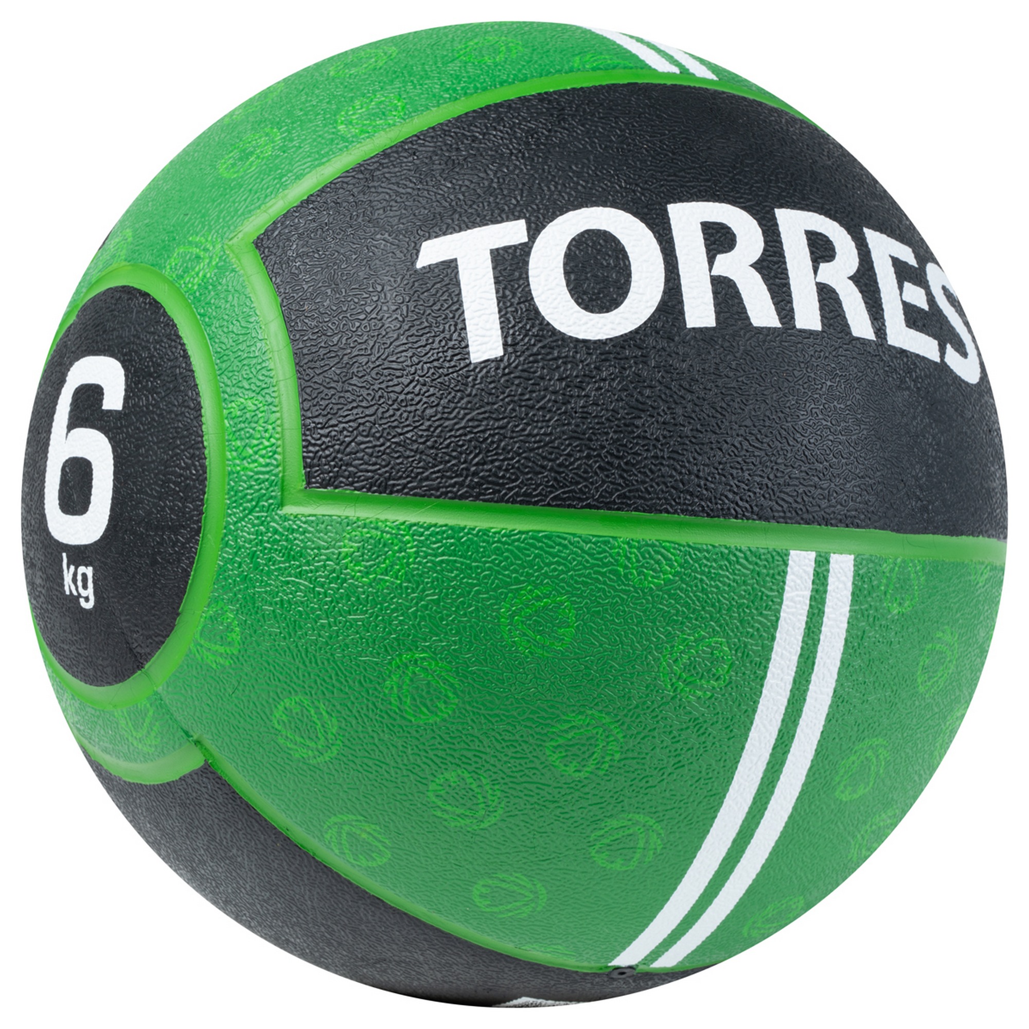 Медбол 6кг, d25,4см, резина Torres AL00236 зелено-черный 2000_2000