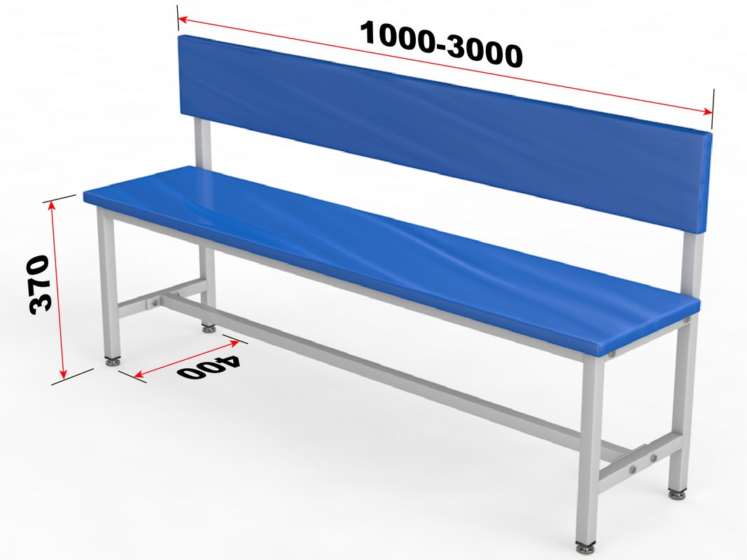 Скамейка для раздевалки со спинкой, мягкая, 100см Glav 10.3000-1000 1067_800