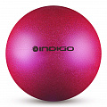 Мяч для художественной гимнастики Indigo IN118-PI, диам. 19 см, ПВХ, розовый металлик с блестками 120_120